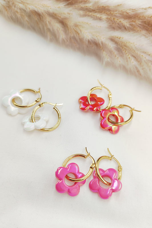 Boucles d'oreilles Créoles "Fleur Pop"